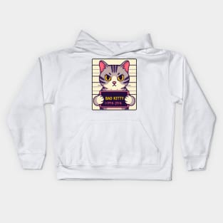 Mugshot Drawing of Bad Kitty in Jail Kids Hoodie